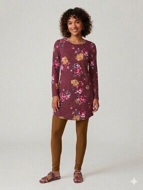 No Boundaries Burgundy Floral Long-Sleeve Dress